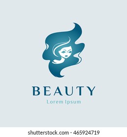 Beauty vector logo design template. Creative woman face 