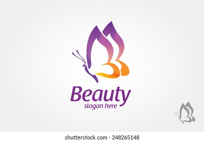 Beauty Vector Logo Illustration. Beautiful Butterfly logo, this logo symbolize, some thing beautiful, soft, calm, nature, metamorphosis, graceful, and elegant. 