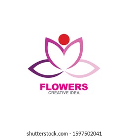 Beauty Vector Lotus flowers design logo Template icon
