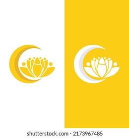 Beauty vector lotus flowers design logo template icon