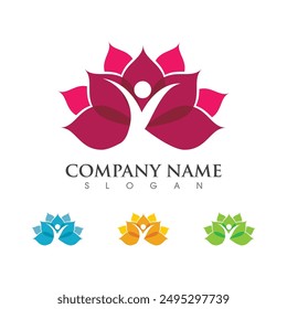 Beauty Vector lotus flowers design logo Template icon