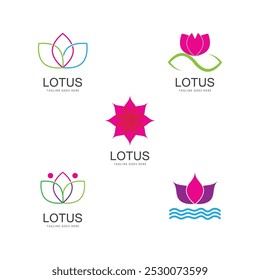 Beleza Vetor flores de lótus design logotipo ícone Modelo