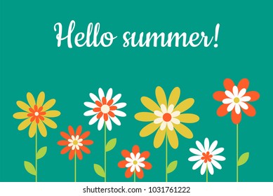 Beauty vector postcard. Illustration with bright flowers. Template for postcards, calendar, invitation, poster.