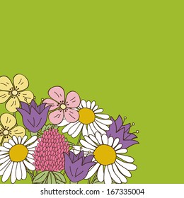 Beauty vector postcard in light tones. Summer illustration with flowers. Ideal for celebration card