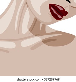 Beauty vector Woman illustration with red Lips and Place for your Text