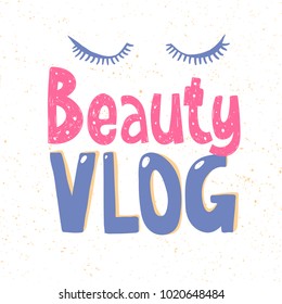 Beauty video channel player. Vlog or video blogging or video channel. Vector illustration. Flat Social Media Background. icon