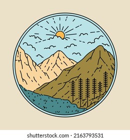 Beauty view of mountains graphic illustration vector art t-shirt design
