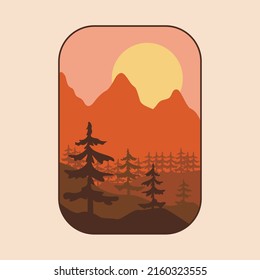 Beauty view of nature at late afternoon graphic illustration vector art t-shirt design