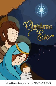 Beauty view of the night sky in Bethlehem from manger by the Holy Family in Christmas eve.