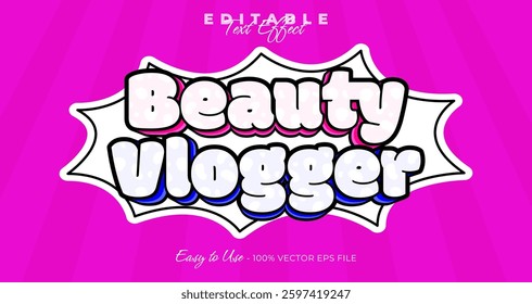 beauty vlogger editable text style, comic text effect