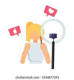Beauty vlogger flat illustration, content creator illustration
