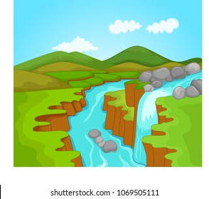Beauty Waterfal Scenery Cartoon Stock Vector (Royalty Free) 1069505111 ...