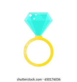 Beauty wedding ring with diamond. Vector modern style cartoon illustration icon design.  Isolated on white background
