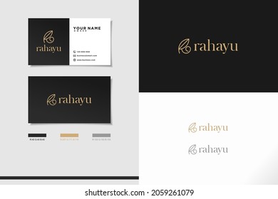 Beauty wellness logo spa simple minimalist icon nature care women young elegant with business card design set.