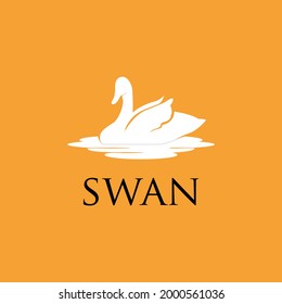 Beauty, White Swan, on the lake logo design