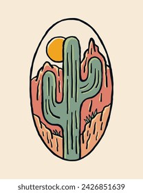 The Beauty of wild desert vintage design illustration