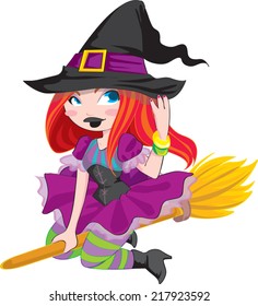 Beauty Witch Fly Broom Stock Vector (Royalty Free) 217923592 | Shutterstock