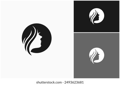 Belleza Mujer Hermosa Dama Salón Tratamiento Cuerpo Cuidado del Cabello Vector Logo Diseño Ilustración