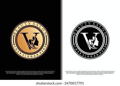 beauty woman design with letter v beauty concept
