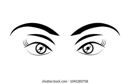beauty woman eyes with eyebrows and eyelashes