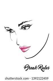 Beauty Woman Face, Beautiful Girl Portrait. Beauty Woman Face, Beautiful Girl Vector Portrait