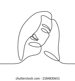 beauty woman face illustration continuous drawing single line art