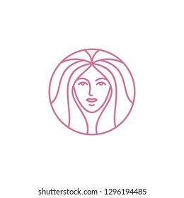 beauty woman face line logo design