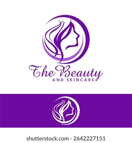 Beauty Woman Face logo design template, Abstract design concept for beauty salon, massage, cosmetic and spa and Skin Care Logo Product vector illustration