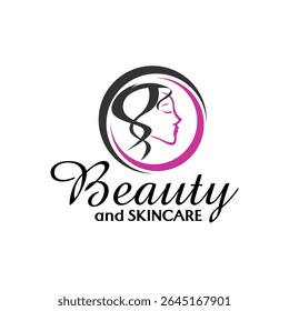 Beauty Woman Face logo design template, Abstract design concept for beauty salon, massage, cosmetic and spa and Skin Care Logo Product vector illustration