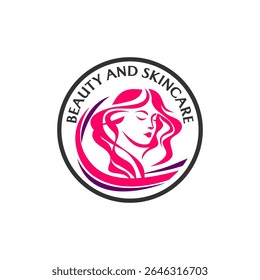 Modelo de design de logotipo de rosto de mulher de beleza, conceito de design abstrato para salão de beleza, massagem, cosmética e spa e logotipo de cuidados com a pele Ilustração vetorial do produto