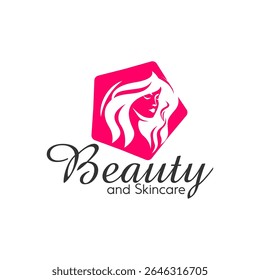 Modelo de design de logotipo de rosto de mulher de beleza, conceito de design abstrato para salão de beleza, massagem, cosmética e spa e logotipo de cuidados com a pele Ilustração vetorial do produto