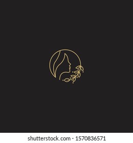 Beauty Woman Face Logo Icon Design Template. Elegant, Luxury, Modern Vector Illustration