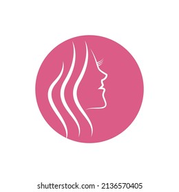 Beauty Woman face logo vector flat design