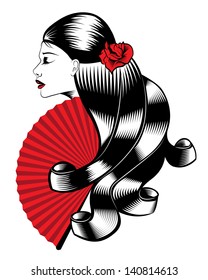 beauty woman face with long hair