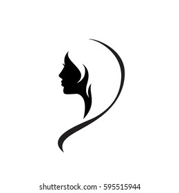 Beauty woman face silhouette in profile. Hair Fashion icon