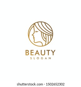 Beauty woman fashion logo. vector illustration linear style