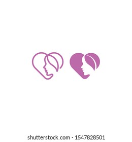 Beauty woman fashion logo. vector template. Abstract and linear style purple color