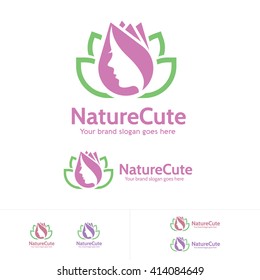Beauty Woman Flower and Leaf Logo
