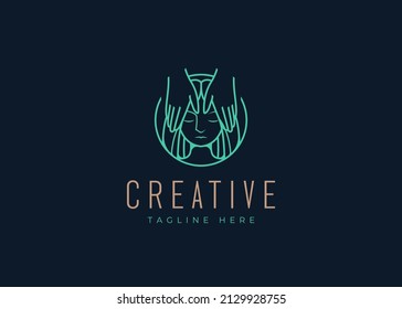 Beauty Woman Getting Spa Massage Logo Design. Vintage Modern Logo Line Art Design Template
