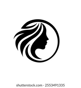 Beauty woman hair leaf logo ,beauty nature hair icons, salon symbol, spa logo, beautiful girl icon, beauty cosmetic, eco fashion, makeup, hairdressing girl vector isolated on transparent background.