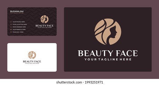 Beauty Woman Hair Salon Gold Logo Design And Business Card