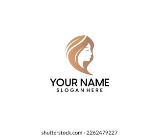 Beauty woman hair salon gold gradient logo design