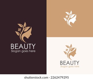 Beauty woman hair salon gold gradient logo design