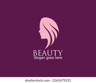 Beauty woman hair salon pink logo design. beauty women logo design inspiration for skin care, salons and spa,