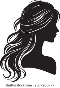 Beauty Woman Hair style silhouette vector art and illustration.