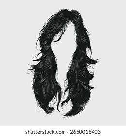 Beauty Woman Hair style silhouette vector.   Realistic graphic woman head with her hair, Silhouette illustration color black and white. trendy woman long hair gray colors. Beauty fashion. 