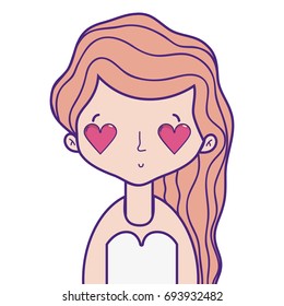 beauty woman with hairstyle and heart eyes