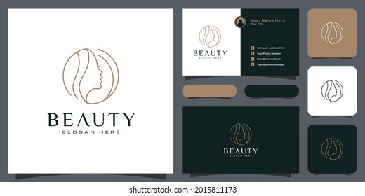 Schönheit Frauenhaus Logo Design mit Visitenkarte für Naturliebhaber Salonelemente