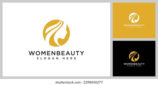 Beauty woman hairstyle logo design