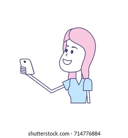 beauty woman with hairstyle and smartphone in the hand